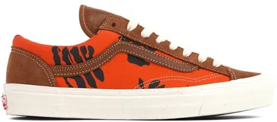 Pre-owned Vans Men's  Style 36 Modernica Orange Print Sneakers In Leather Brown/hawaiian