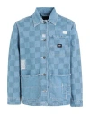 Vans Mended Check Denim Printed Jacket Man Denim Outerwear Blue Size S Cotton In Blue