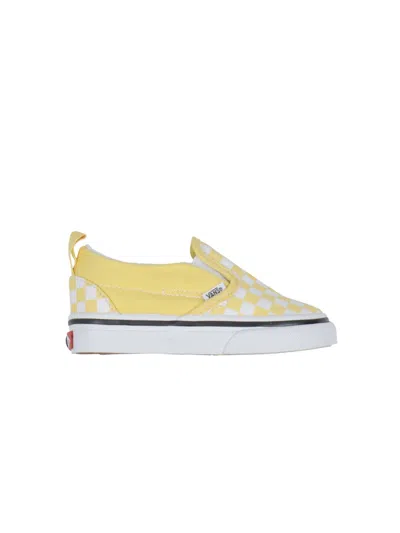 Vans Mini Checkerboard Sneakers For Kids In Yellow