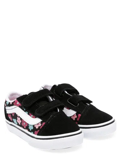 Vans Mini Glitter Flower Power Sneakers For Boys In Black