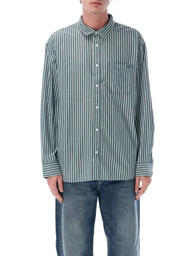 Vans Moss Premium Dobby Stripe Long Sleeve Shirt In Red