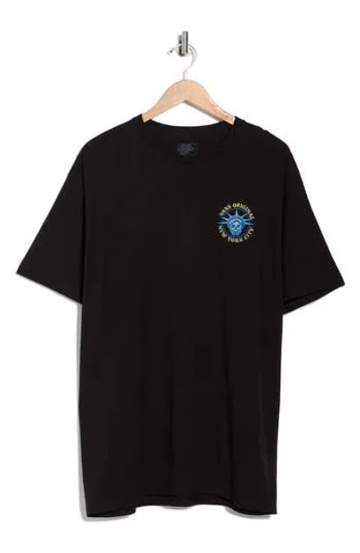 Vans Nyc Liberty Skull Logo Graphic T-shirt In Black