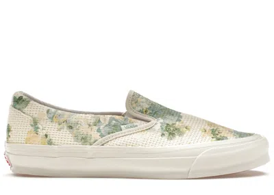 Pre-owned Vans Og Classic Slipon Lx Kith For Vault Vintage Floral Sneakers In Turtledove/yellow