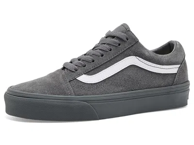 Vans Old Skool (big Kid) Kids Shoes Grey/true White: 4.5 Big Kid M, Canvas/suede In Gray