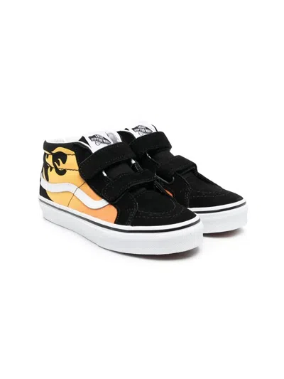 Vans Kids' Old Skool Flame-print Sneakers In 黑色
