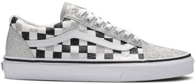 Pre-owned Vans Old Skool Glitter Checkerboard (women's) Sneakers In Silver/true White/black