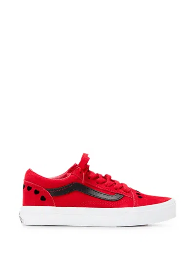 Vans Kids' Old Skool Heart-print Sneakers In Red
