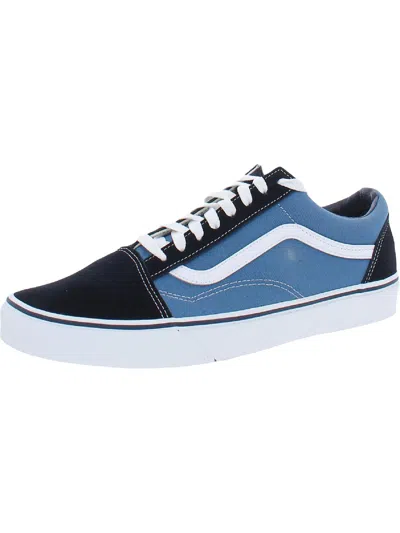 Vans Old Skool Mens Lace-up Man Made Skate Shoes In Blau