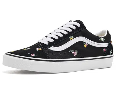 Vans Old Skool Shoes Floral Embroidery Black/pink: Men's 5 - Women's 6.5 Medium, Leather/textile