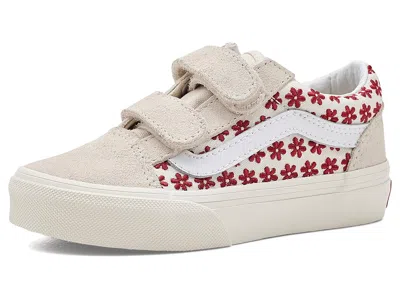 Vans Old Skool V (little Kid) Kids Shoes Chantilly Floral Racing Red: 11.5 Little Kid M In Brown