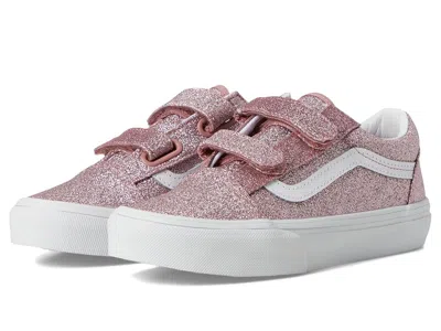 Vans Old Skool V (little Kid) Kids Shoes Glitter Rose Gold: 2.5 Little Kid M, Canvas In Pink