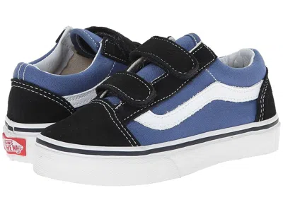 Vans Old Skool V (little Kid/big Kid) Boys Shoes Navy/true White : 13.5 Little Kid M, Canvas/suede In Multi