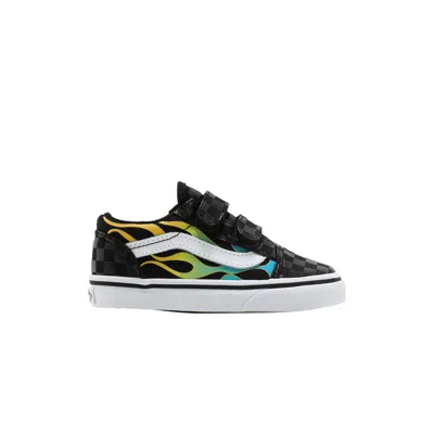 Pre-owned Vans Old Skool V Toddler 'glow Flame' | Black | Infant Size 4