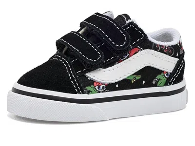 Vans Old Skool V (toddler) Kids Shoes Glow Bones Black/true White: 9 Toddler M, Canvas/suede