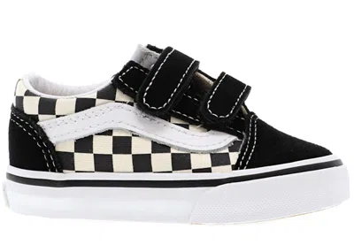 Pre-owned Vans Old Skool Velcro Primary Checkerboard (kids) Sneakers In Black/white