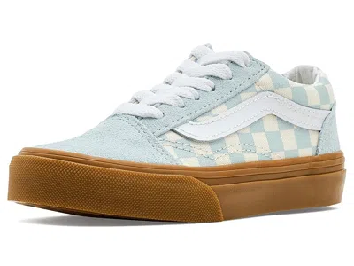 Vans Old Skooltm (little Kid) Kid's Shoes Gum Check Dawn Mist : 10.5 Little Kid M, Canvas In Blue