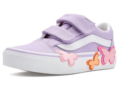 Vans Old Skooltm V Butterfly (little Kid) Kid's Shoes Soft Orchid : 10.5 Little Kid M, Suede In Purple