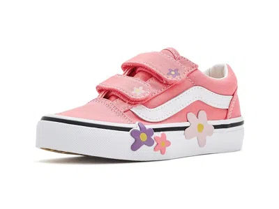 Vans Old Skooltm V Flower (little Kid) Kid's Shoes Sunset Blush Pink: 2 Little Kid M