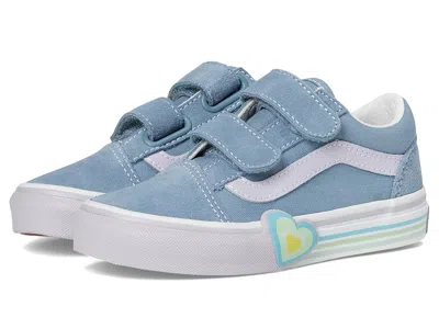 Vans Old Skooltm V Heart (little Kid) Kids Shoes Citadel : 11 Little Kid M, Canvas/suede In Blue