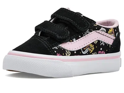 Vans Old Skooltm V (infant/toddler) Kid's Shoes Glow Mermaid Black/pastel Pink : 5.5 Toddler M, Canvas/su In Multi