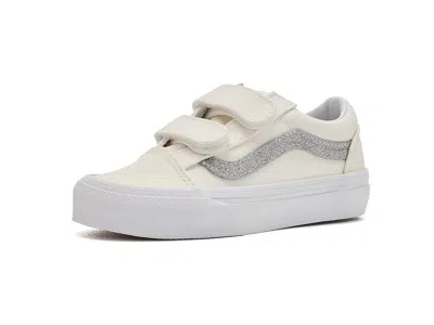 Vans Old Skooltm V (little Kid) Kid's Shoes Glitter White/silver: 10.5 Little Kid M