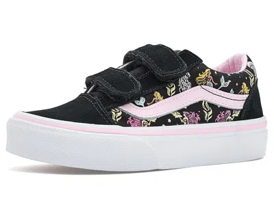 Vans Old Skooltm V (little Kid) Kid's Shoes Glow Mermaid Black/pastel Pink : 12.5 Little Kid M, Canvas