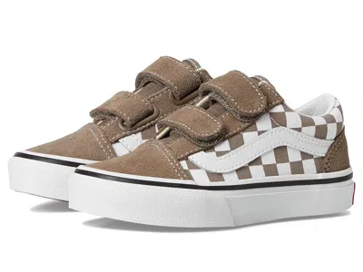 Vans Old Skooltm V (little Kid) Kids Shoes Color Theory Checkerboard Walnut : 3 Little Kid M, Canvas/sued In Brown