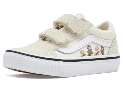 Vans Old Skooltm V (little Kid) Kids Shoes Floral Embroidery Marshmallow: 11.5 Little Kid M In Multi