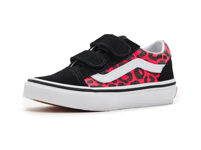 Vans Old Skooltm V (little Kid) Kids Shoes Glitter Leopard Diva Pink : 12 Little Kid M, Canvas/suede In Black