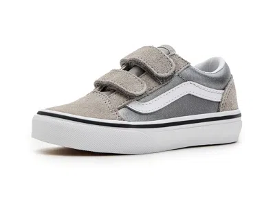 Vans Old Skooltm V (little Kid) Kids Shoes Metallic Silver : 13 Little Kid M, Canvas/suede In Gray