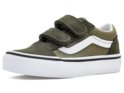 Vans Old Skooltm V (little Kid) Kids Shoes Two-tone Obsidian Fern : 13.5 Little Kid M, Canvas/suede In Multi