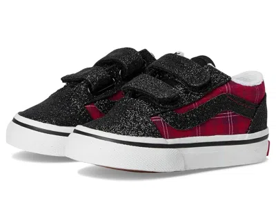 Vans Old Skooltm V(infant/toddler) Kid's Shoes Glitter Plaid Red/black : 10 Toddler M, Canvas/suede