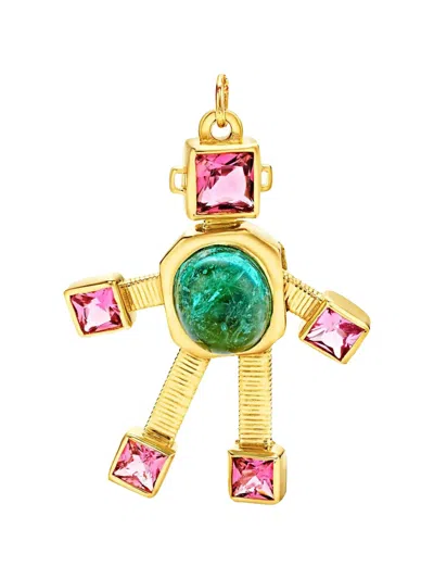 Vans Paraiba Tourmaline Rubellite Robot Pendant In Gold