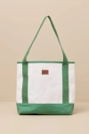 Vans Pergs Green And White Canvas Midi Tote In Green And White