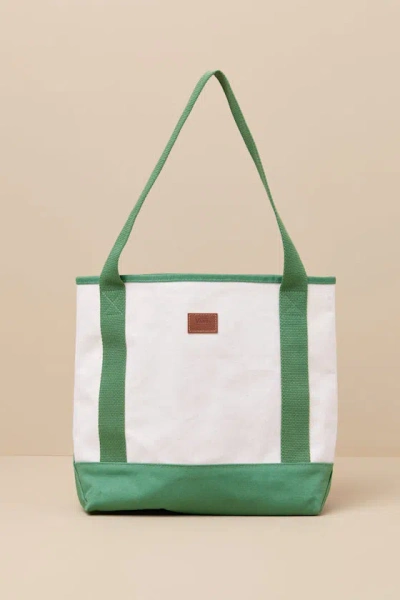 Vans Pergs Green And White Canvas Midi Tote