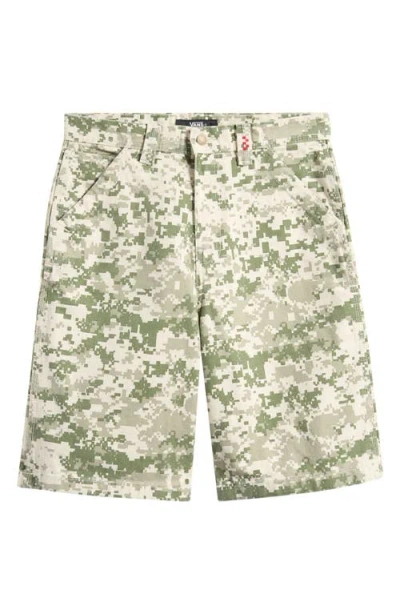 Vans Pixel Camo Cotton Canvas Shorts In Green
