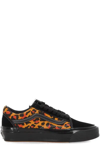 Vans Premium Old Skool Leopard Sneakers Black / Orange In Multi