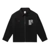 Vans Printing Embroidered Lapel Zipper Long Sleeves Jacket Unisex Black