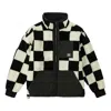 Vans Reversible Lamb's Wool Stand Collar Logo Jacket Couple Style Black White Grid