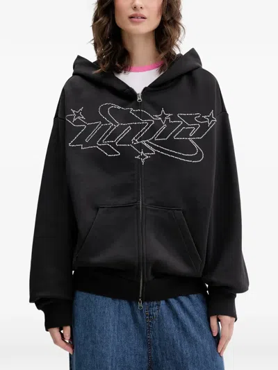Vans Rhinestone-embellished Zip-up Hoodie In Black