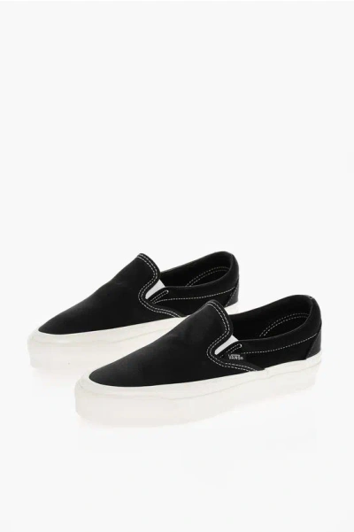 Vans Satin Reissue 98 Slip On Sneakers With Contrasting Sole In Black