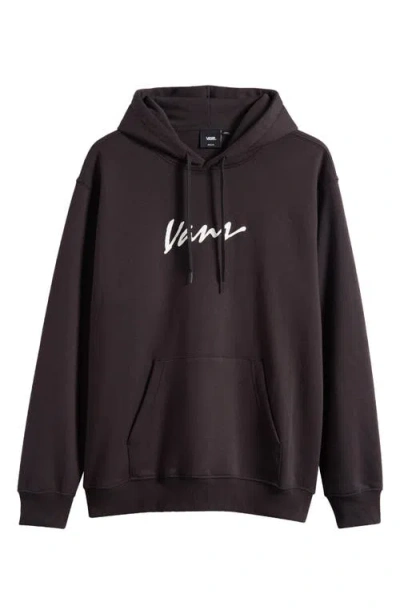 Vans Scripted Logo Fleece Pullover Hoodie In Black