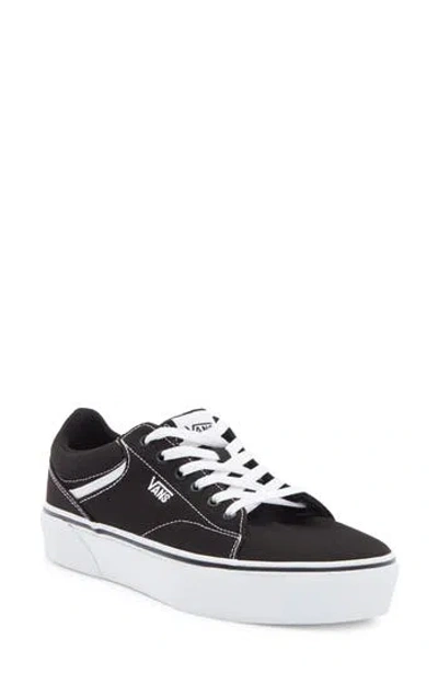 Vans Seldan Platform Sneaker In Canvas Black/white