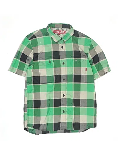 Pre-owned Vans Kids' Short Sleeve Button Down Shirt In Green