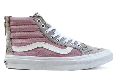Pre-owned Vans Sk8hi Slim Zip Floral Chambray (women's) Sneakers In Grey/true White