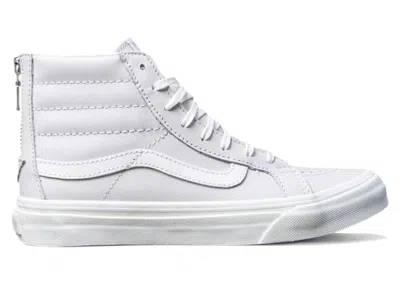 Pre-owned Vans Sk8hi Slim Zip Leather (women's) Sneakers In White/wind/blanc De Blanc