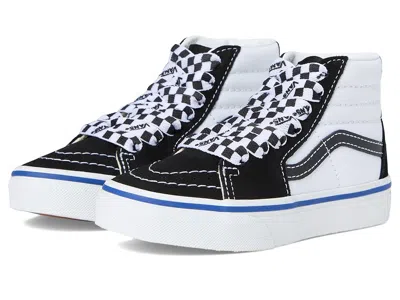 Vans Sk8-hi(r) (little Kid) Kids Shoes Logo Check Black/white : 1 Little Kid M, Canvas In Multi