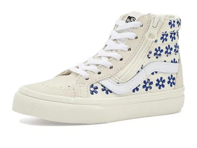 Vans Sk8-hi(r) Reissue Side Zip (little Kid) Kid's Shoes Chantilly Floral White/true Blue : 11 Little Kid In Neutral