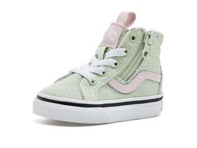 Vans Sk8-hi(r) Reissue Side Zip (toddler/little Kid) Kid's Shoes Dusty Mint/pink: 2.5 Little Kid M, Canva In Green