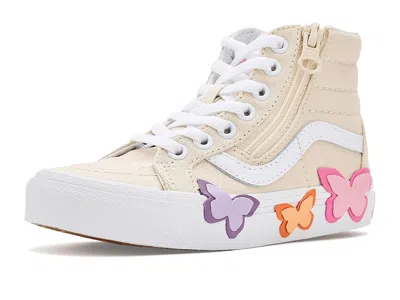 Vans Sk8-hi(r) Reissue Zip Butterfly (little Kid) Kid's Shoes Turtledove : 2 Little Kid M, Canvas In Gray